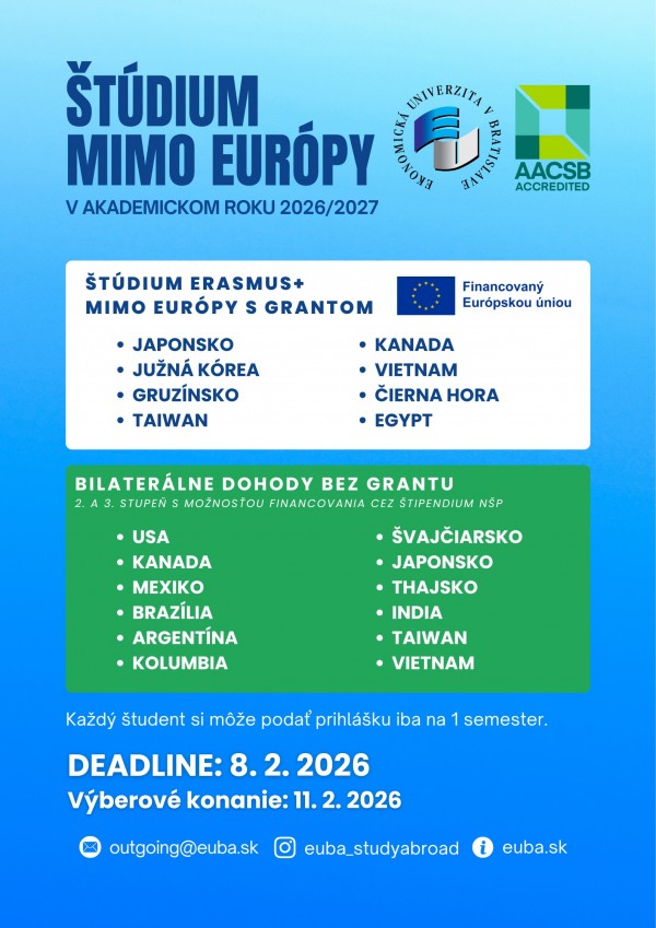 Študuj v zahraničí v akademickom roku 2026/2027 Študuj v zahraničí v akademickom roku 2026/2027