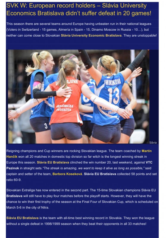 European record z World volleyball o 20. vi t azstve Sla vie EU 1.2.2016 21924