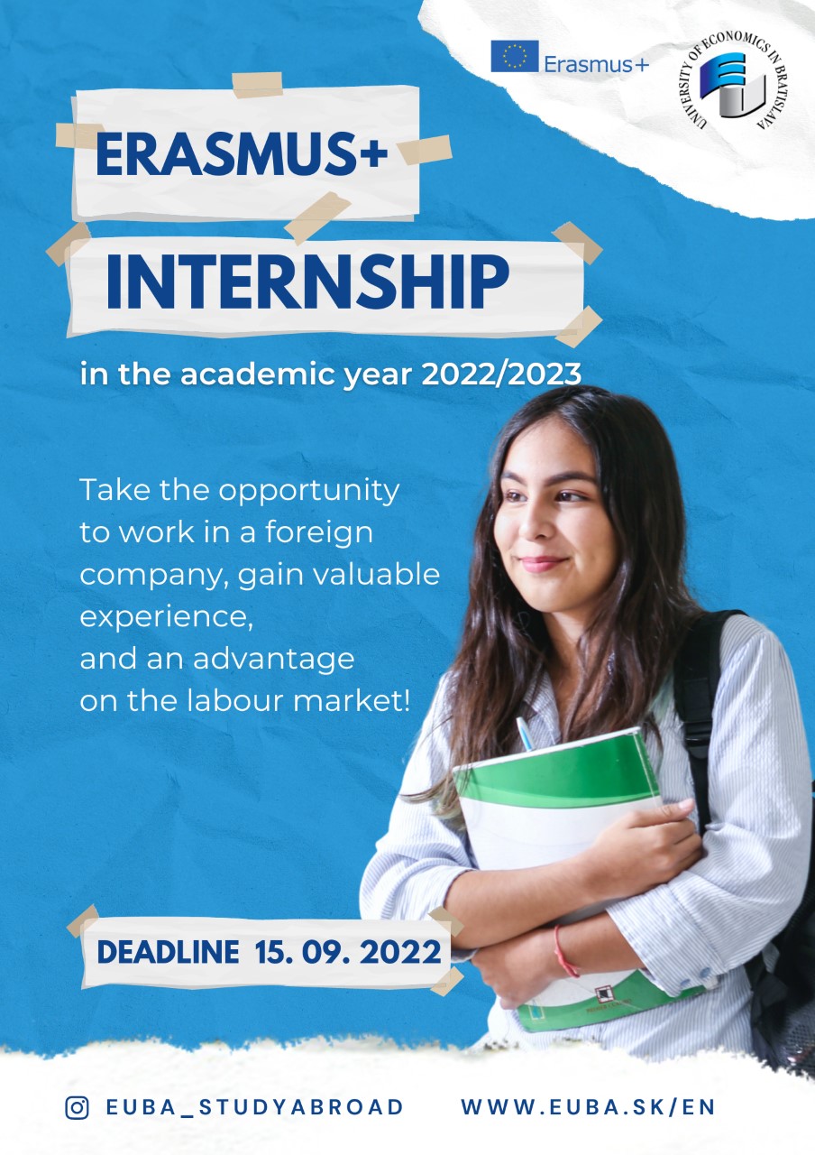 Call for applications - Erasmus+ Internship in the academic year 2022/2023- (Internship has to be completed by 31 January 2023)