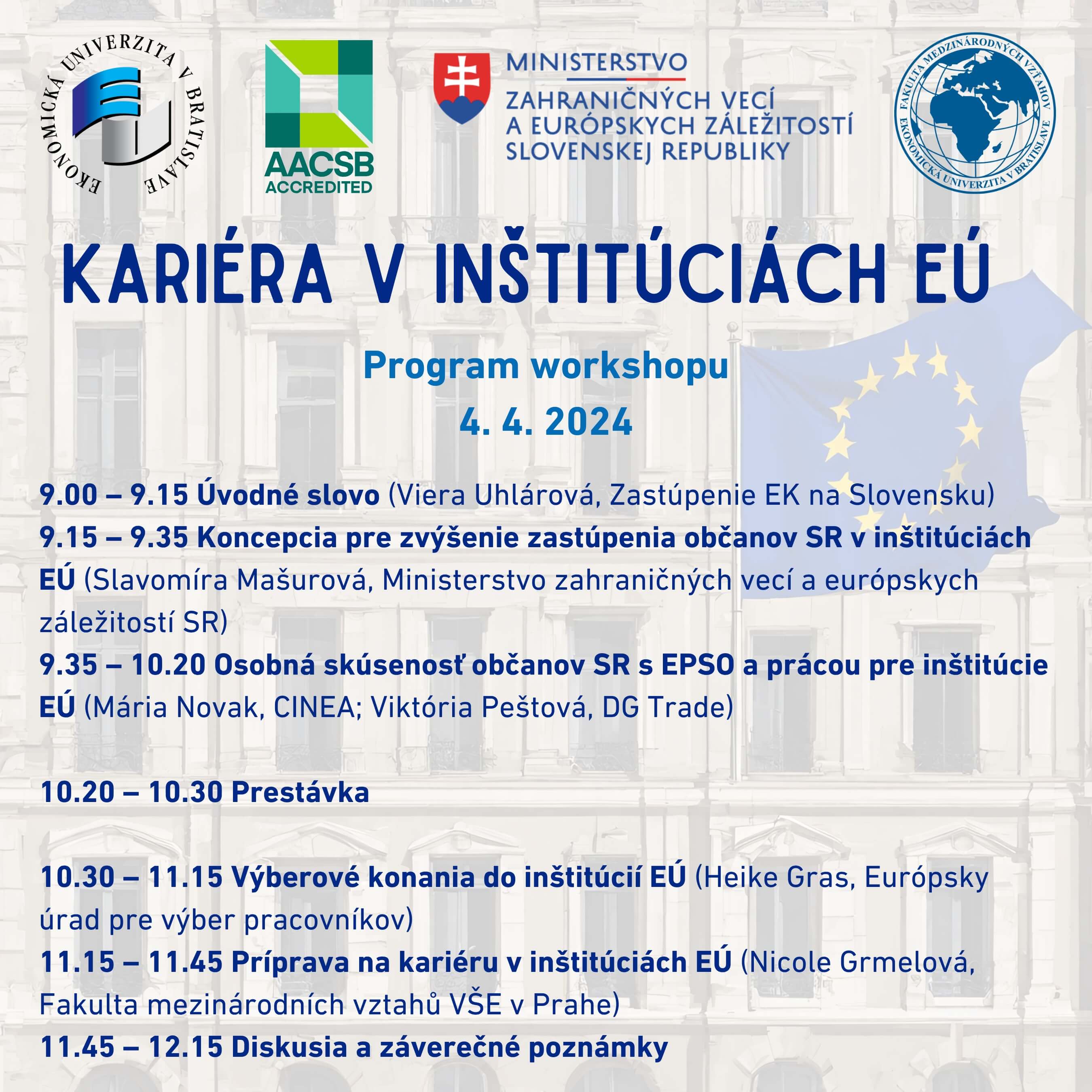 Workshop Kariéra v inštitúciách EÚ