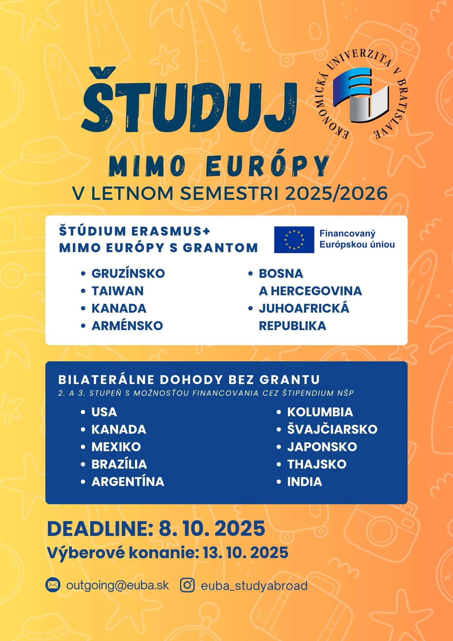 Študuj mimo Európy v akademickom roku 2025/2026