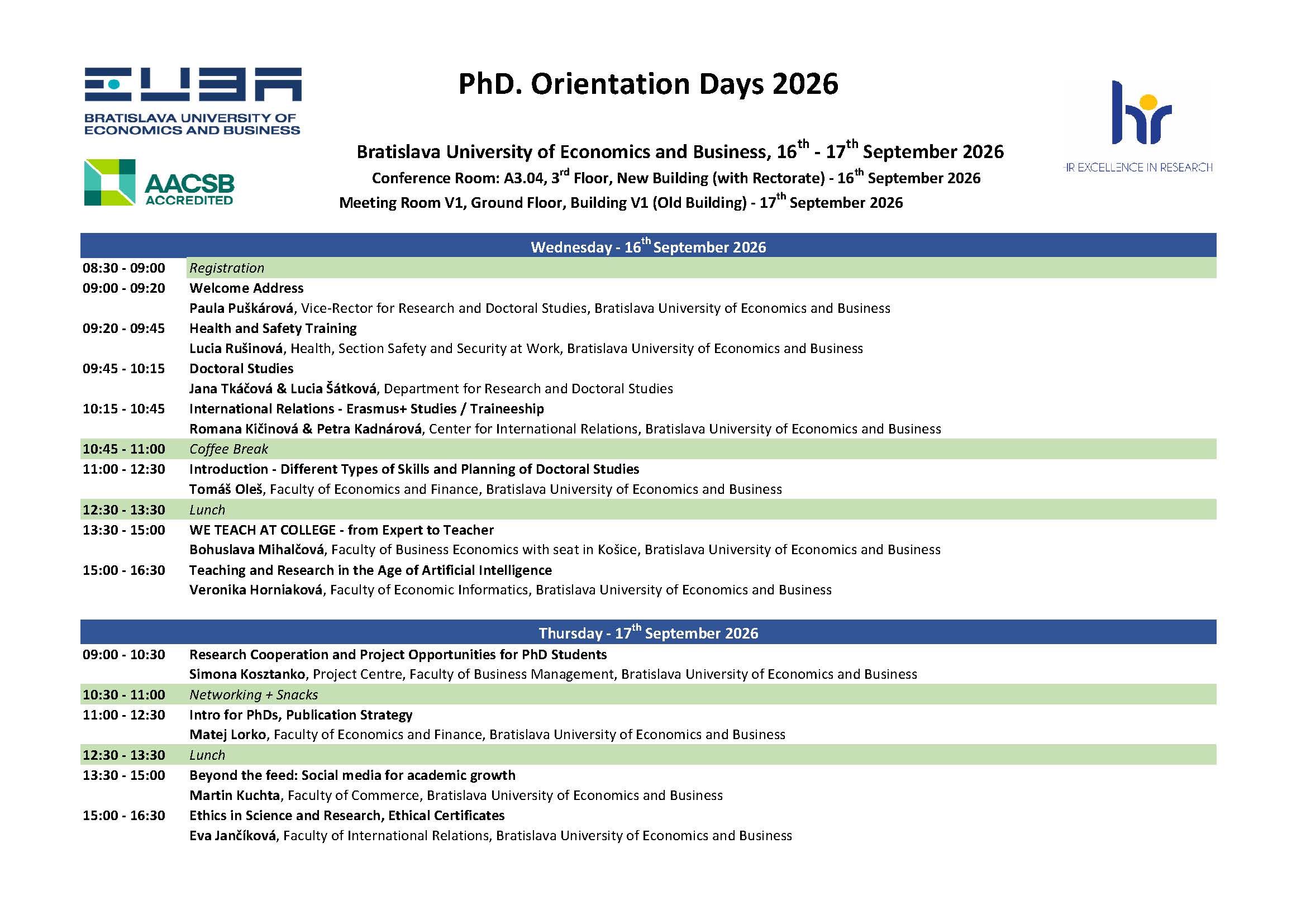 program phd. orientation days 2026