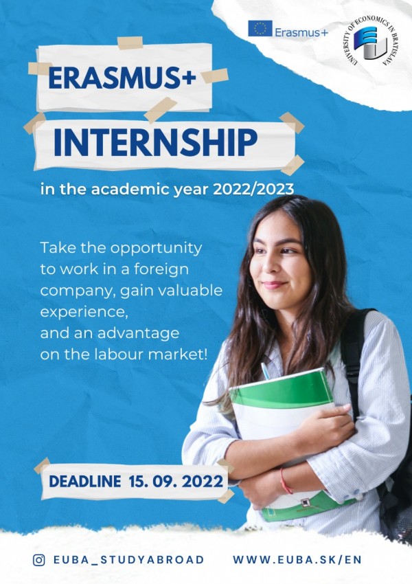 Call for applications - Erasmus+ Internship in the academic year 2022/2023- (Internship has to be completed by 31 January 2023)