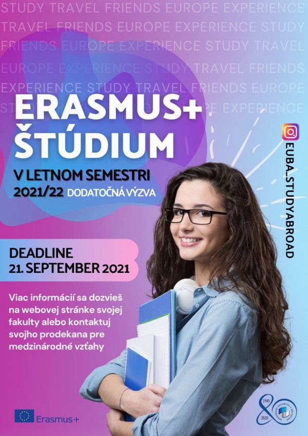 Dodatočná výzva na Erasmus+ letný semester 2021/2022