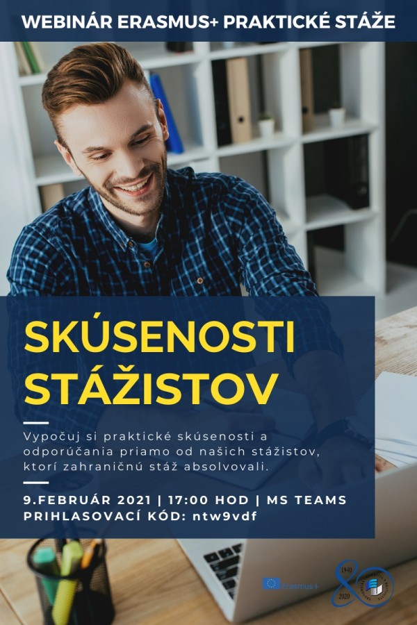 Webinár Erasmus+ praktické stáže - skúsenosti stážistov