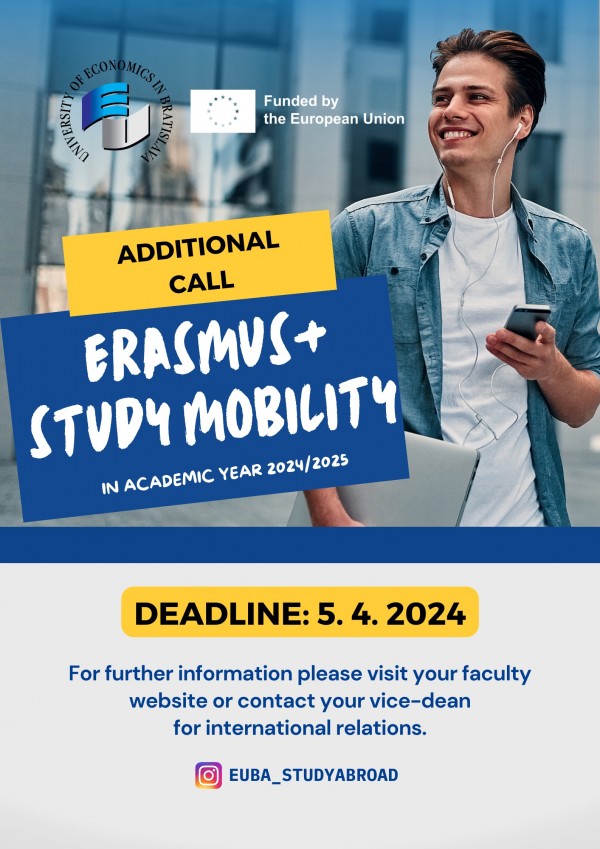Additional call for Erasmus+ study stays (winter and summer semester) in the academic year 2024/2025