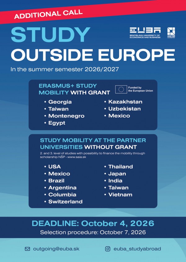 Study outside Europe in academic year 2026/2027 - Additional call