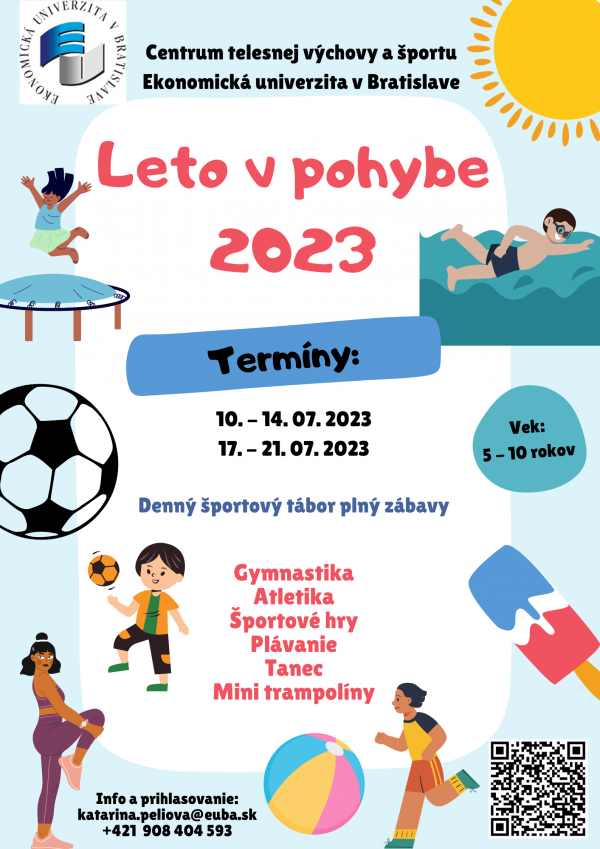 Leto v pohybe 2023 - denný športový tábor pre deti vo veku od 5 do 10 rokov