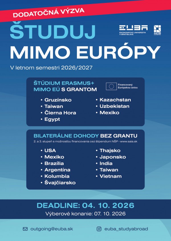 Študuj v zahraničí v akademickom roku 2026/2027 - Dodatočná výzva Študuj v zahraničí v akademickom roku 2026/2027 - Dodatočná výzva